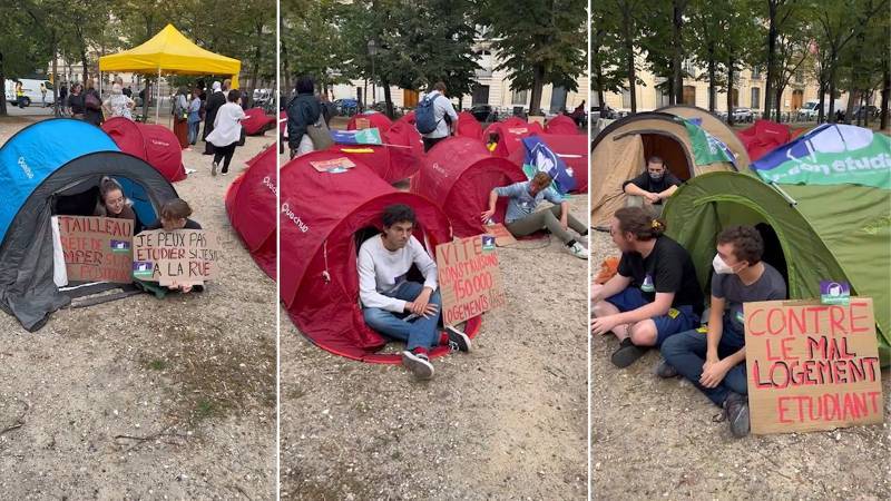 Fransa'da öğrenci sendikaları, Meclis önünde çadır kurdu: Ucuz konut gereksinimimize tahlil bulun!